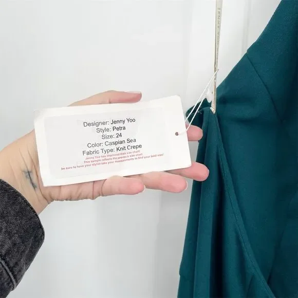 Jenny Yoo Petra Halter Neck Open Back Dress Teal Plus Size 24 Formal Caspian Sea - Picture 7 of 13